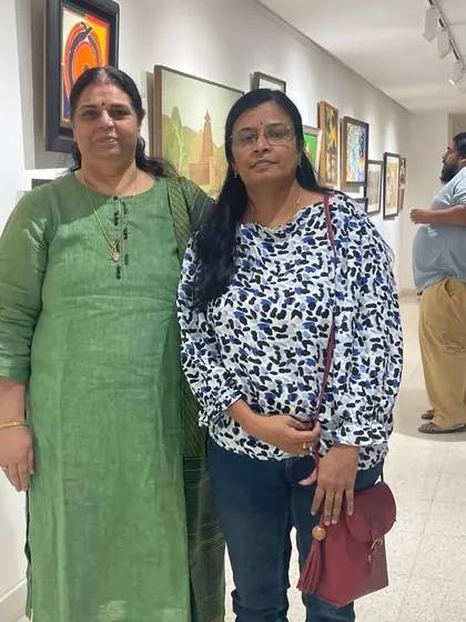 Celebrating World Art Day at the National Art Exhibition at Bangalore International Centre. It was an honor to be among so many esteemed artists.