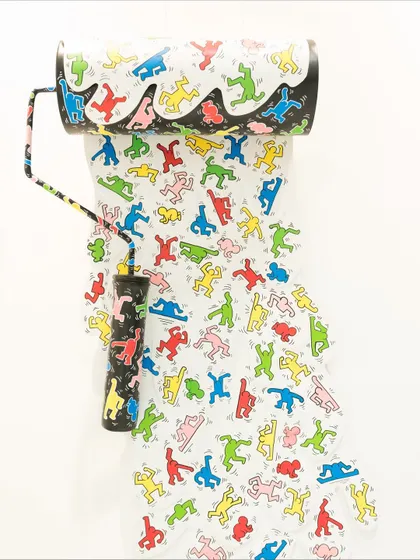 The full "Dripping Pop" installation, a complete thought from the paint roller to the final drip of colorful figures.
