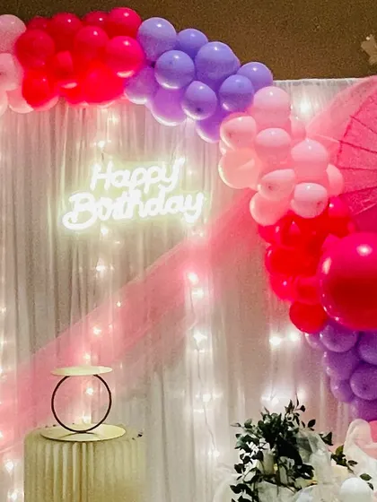 An identical shot of the 12th birthday party backdrop.