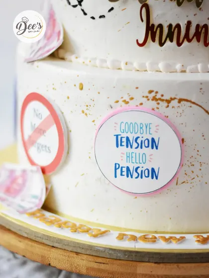 A detail shot of the fun, custom-printed messages for the retiree.
