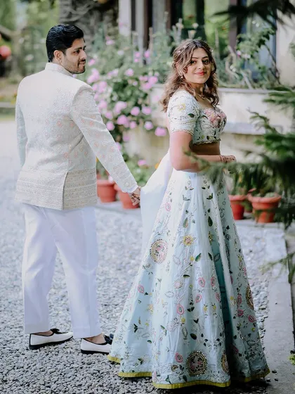 A beautiful "follow me to" style shot from Nakul and Kritika's destination engagement in Nainital.