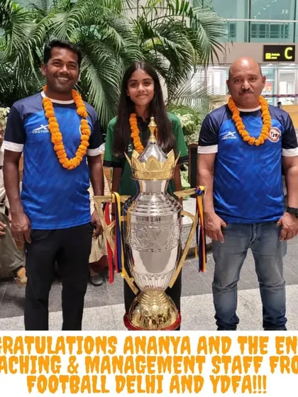 A moment of immense pride. Our player Ananya with her coaches, celebrating her team's runner-up position in the All India Sub-Juniors Girl's Tournament. We build pathways for our players to reach the top.