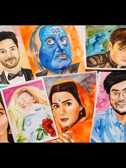 A collage of some of my recent watercolor portraits, showcasing the variety of faces and styles I've worked on.