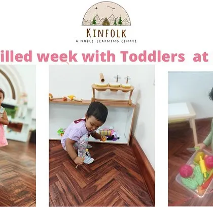 A fun-filled week with our toddlers. This collage shows them engaged in various activities, from practical life work to exploring their classroom environment.