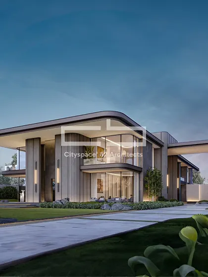 In this modern facade, a captivating cantilever captures attention with its bold design. Glass accents and premium materials are woven together to create a functional and innovative structure.