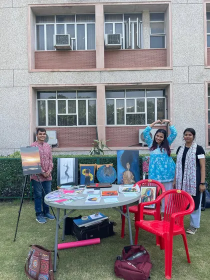 My stall at the Youth Alliance Alumni Mela, with my parents visiting. Having them there, seeing my work and my passion, was a full-circle moment for me. It represents a long journey of us coming to understand and respect each other's dreams.