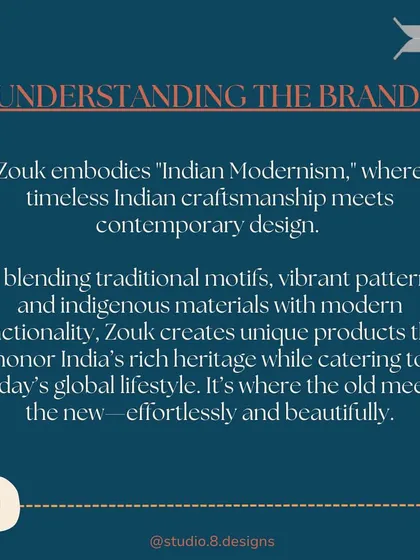 Our initial step in the Zouk project was understanding the brand's identity, which we defined as "Indian Modernism."