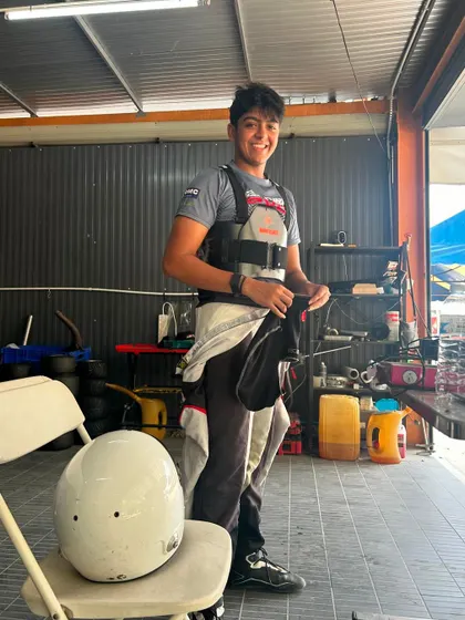 A driver relaxing between sessions at the RMC Asia Trophy.