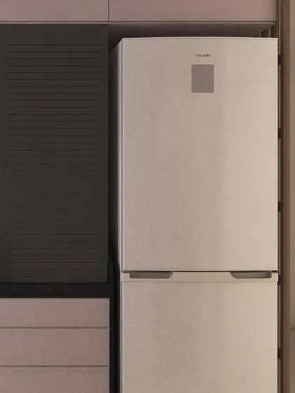 In my 3D plans, I account for every detail, including appliance placement. This render shows how the refrigerator is seamlessly integrated next to the pantry unit for a clean, built-in look.