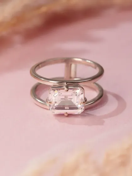 A different angle of the same modern silver ring, offering another perspective. We always provide multiple angles for key products.
