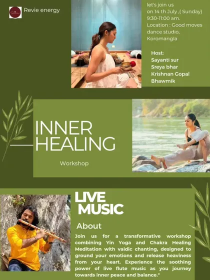 This poster details the hosts and activities for our Inner Healing Workshop. I collaborate with other experts to bring a rich and diverse experience to our participants.