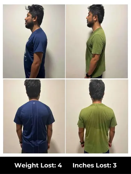 A 6-week transformation from our Whitefield branch. Pallab lost 4 kgs and 3 inches, kicking off a strong start to his fitness journey with our structured program.