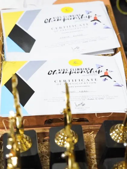It's all in the details. We make sure every winner gets a trophy and every participant gets a certificate to remember their experience at the Kids Climbing Championship.