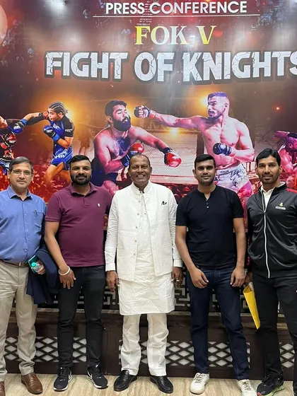 With officials and guests at the Fight of Knights press conference.