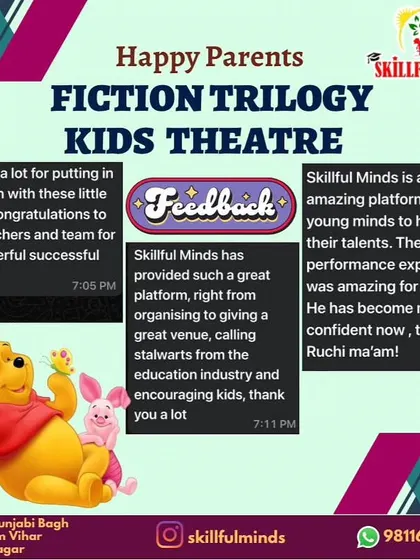 Parents calling Skillful Minds an "amazing platform for young minds to hone their talents" and noting their child has become more confident.