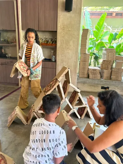 Here I am at the Brik Oven launch, guiding a community art activity where we built structures from pizza boxes. It was an amazing experience to facilitate creativity for a brand I have admired for years.