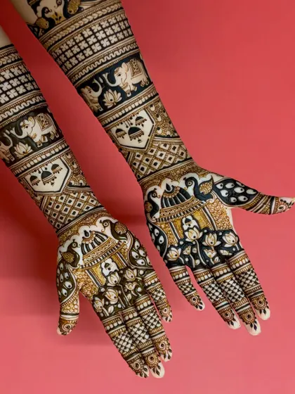 An angled view of this majestic design, showing the depth and complexity of the patterns.