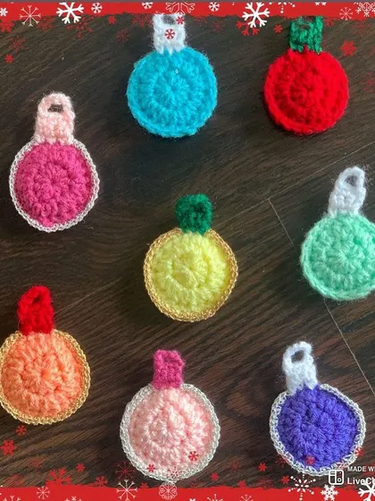 A vibrant set of colorful bauble ornaments ready to be hung. Each one is handmade and adds a unique touch to your Christmas tree.