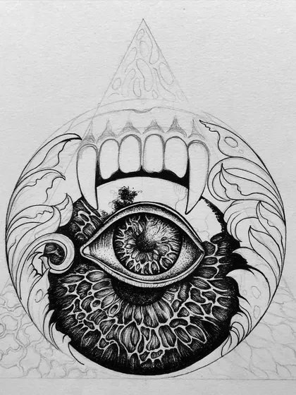 Further progress on the shading of the vampire eye design.