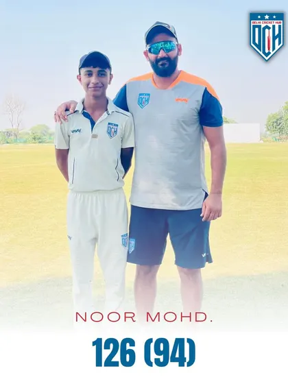 Celebrating Noor Mohammad's fantastic century. He scored 126 runs off just 94 balls in the DDCA U-16 league.