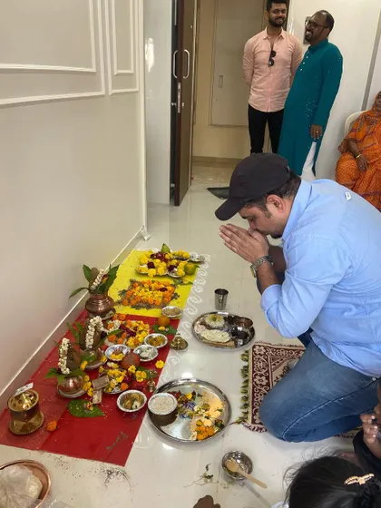 Taking blessings during the housewarming ceremony at the Pakhare family's new 2BHK in Thane. Every project for me begins and ends with gratitude.