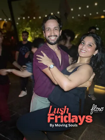 A perfect salsa dip under the party lights. This picture captures the connection and joy I see on the dance floor every week. It’s a community of people who just love to dance.