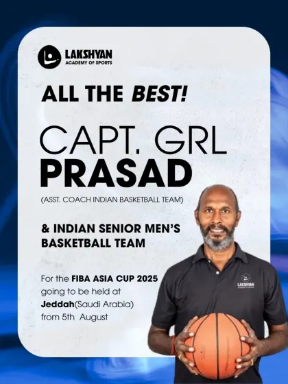 We wish our Lead Basketball Coach, Capt. GRL Prasad, all the best as he serves as Assistant Coach for the Indian Men's Basketball Team.