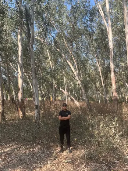 Enjoying a moment in nature during an outdoor workout.