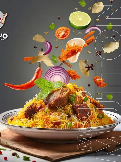 My Mutton Biryani is a true classic. I use tender mutton pieces, slow-cooked with aromatic spices, fresh mint, and crispy fried onions for that authentic taste.
