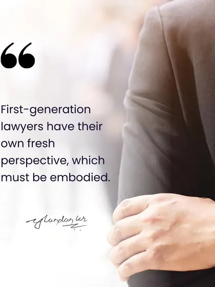 As a first-generation lawyer, I bring a fresh and resilient perspective. I understand the hustle required to build something from nothing because I've lived it. This drive is what I use to champion your goals.