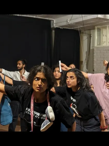 The intense focus of our performers during a rehearsal for 'Sea's Fire', a production capturing the resilience of Gaza's children.