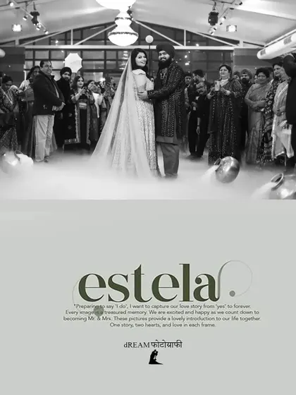 A dreamy black and white photo of Harleen and Karan's entrance, surrounded by family and a beautiful smoke effect.