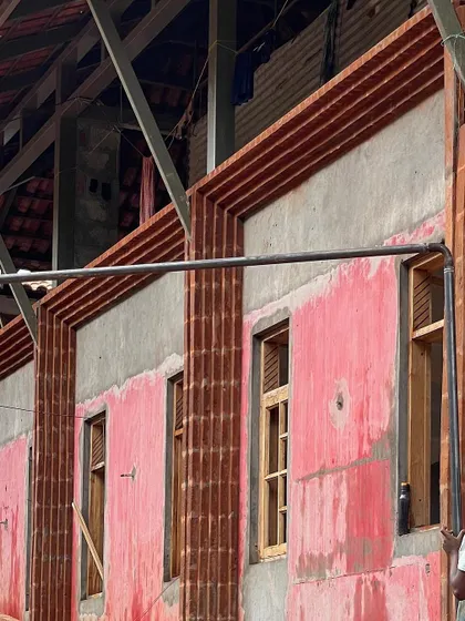 A detail of the 'Brick Frame' we added to an existing structure at the TARA resort. The recessed half-cut bricks create a beautiful, textured frame around the windows.