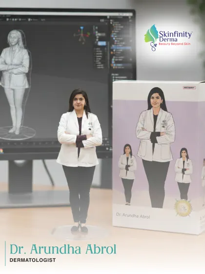 Meet Dr. Arundha Abrol. She is dedicated to providing evidence-based solutions for all skin concerns, ensuring every step of your treatment is guided by safety and expertise.