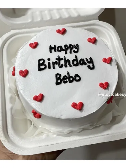 A clean and simple "Happy Birthday Bebo" bento cake design.