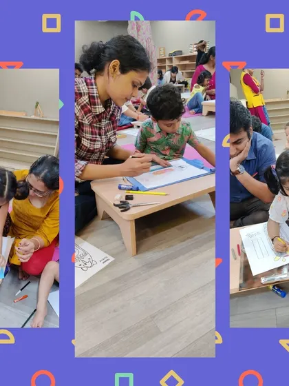 So much focus and collaboration happening during our puppet making session. We provide all the materials and guidance for families to create and decorate their own unique hand puppets.