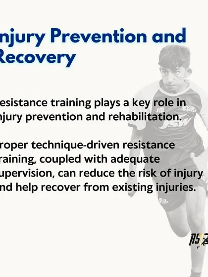 Proper, technique-driven resistance training plays a key role in both injury prevention and rehabilitation. This graphic highlights how supervised training can reduce the risk of new injuries and help young athletes recover safely from existing ones.
