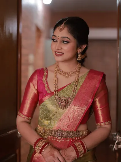 Another beautiful portrait of the bride. Her makeup is designed to enhance her natural features, ensuring she looks like the best version of herself on her wedding day.