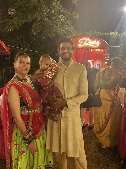 We love being a part of cultural celebrations like this vibrant Dandiya night. Seeing guests in their beautiful traditional attire, like this family with their adorable baby, posing with their photo strip is just wonderful. Our booth fits in perfectly with any festive theme.