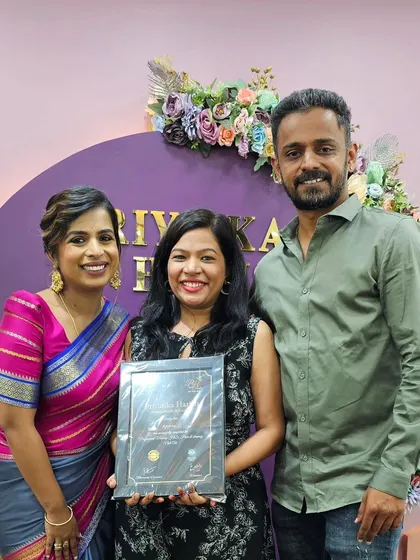 Receiving my certificate was a proud milestone. It marks the culmination of dedicated learning in professional makeup, hair styling, and saree draping.