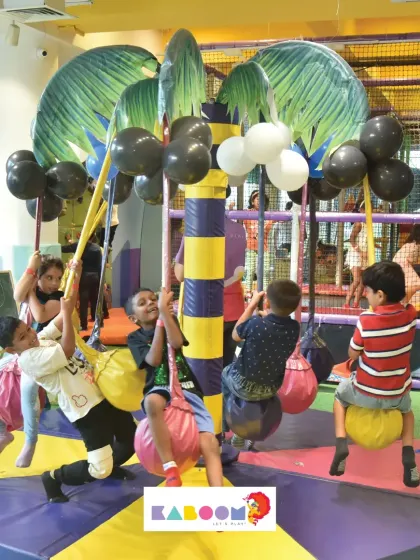 Friends that swing together, stay together! The carousel swing is a great spot for groups of kids to play and laugh together.