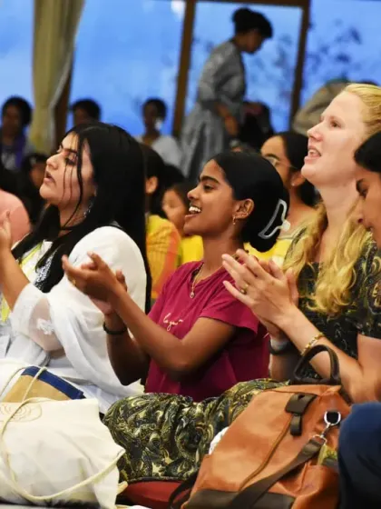 The joy of Satsang, where our community comes together for music, meditation, and celebration. Volunteering at our center allows you to be part of this vibrant atmosphere of Sadhana, Seva, and Satsang.