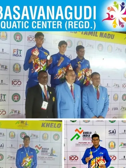 Akash Mani and Nithik Nathella after their 50m Backstroke race.
