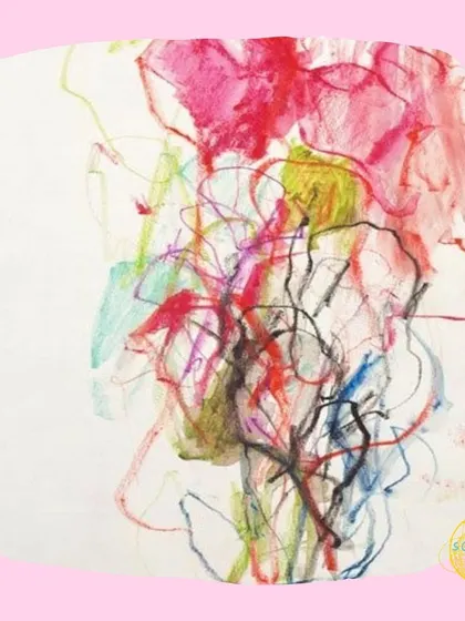 A beautiful abstract scribble. We believe every mark a child makes is meaningful, representing an idea, an emotion, or a story waiting to be told.