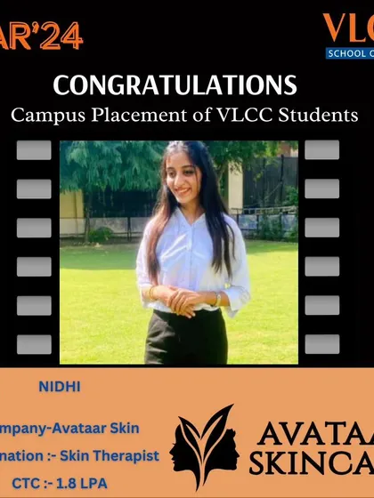 Congratulations to Nidhi on her placement as a Skin Therapist at Avataar Skincare. Her success is a reflection of her hard work and our dedicated training.