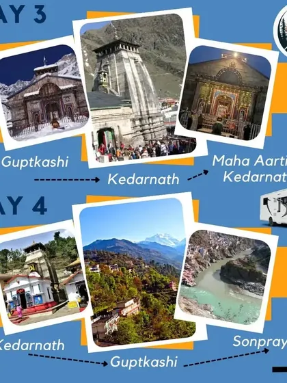 The journey continues to the holy shrine of Kedarnath for darshan and the powerful Maha Aarti, a truly divine experience.