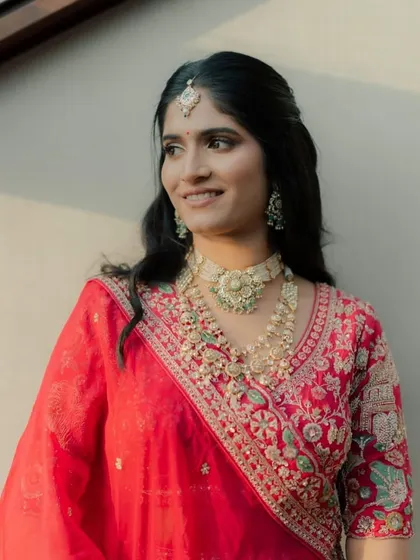 A beautiful sun-kissed shot of the bride, her skin glowing and her makeup looking fresh and natural.