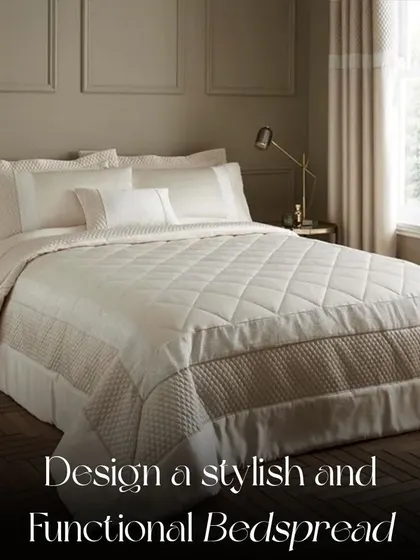 Bed Styling Tip: Design a stylish and functional bedspread. A quilted or patterned bedspread can be the foundation of your bed's design, tying all the elements together.