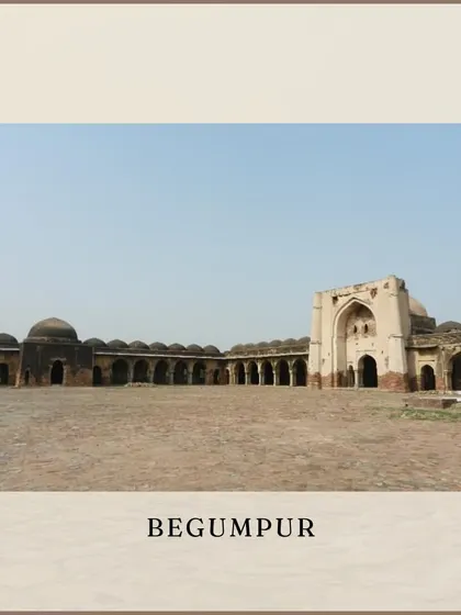 The vast courtyard of the Begumpur Masjid, located in the historic village of Begumpur.