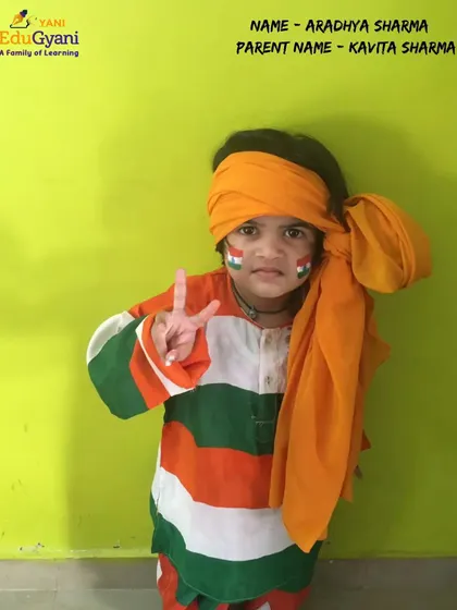 Celebrating our fancy dress competition winner, Aradhya Sharma. Events like these encourage creativity and confidence in young learners.